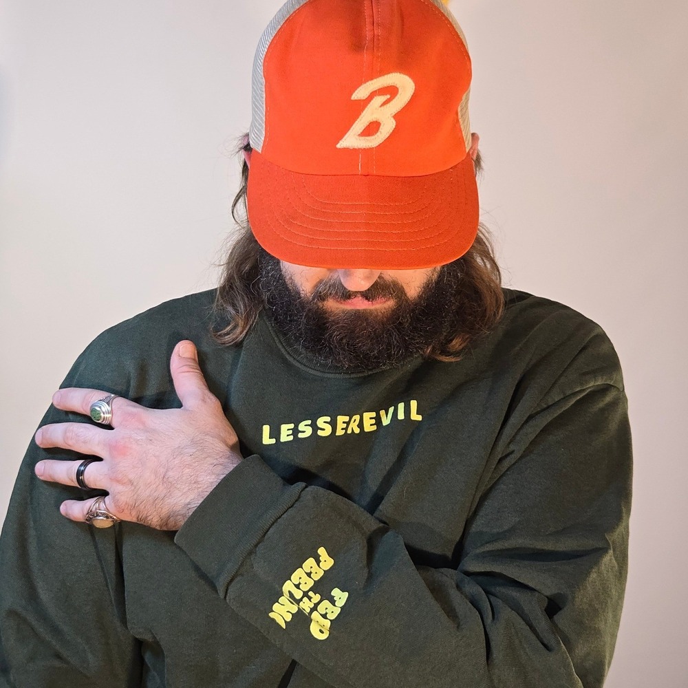 LesserEvil L Crewneck Sweatshirt Green Yelo Feed The Feeling Los Angeles Apparel